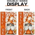 thumbnail image 5 of Hello Fall Gnome Small Garden Flag 12.5×18 Inch Double Sided Burlap Welcome Pumpkin Chrysanthemum Banner Outside Vertical Holiday Yard Flag, 5 of 6