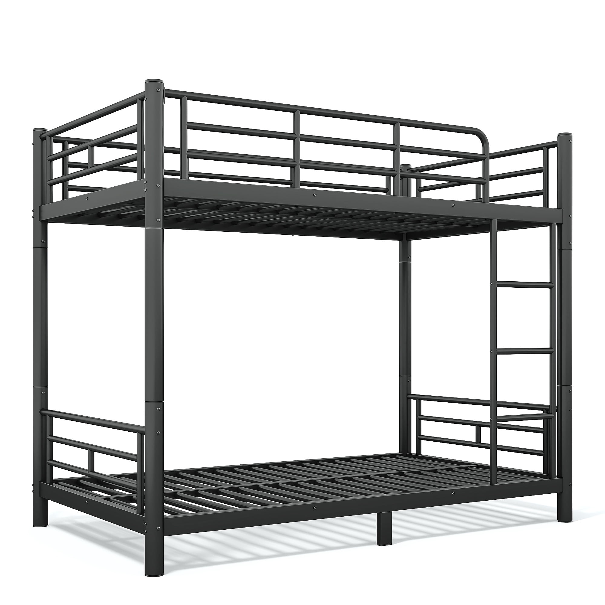 Aukfa Twin XL over Twin XL Metal Bunk Bed for Kids, Converts into Two Twin XL Beds, Round Tube Construction & Full-Length Guardrails, Black