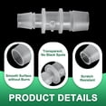 thumbnail image 3 of Hose Barb Reducer, 6 Pcs 1/2" to 3/8" Hose ID Connectors Joint Plastic Pipe Fitting Splicer Mender Adapter, White, 3 of 7
