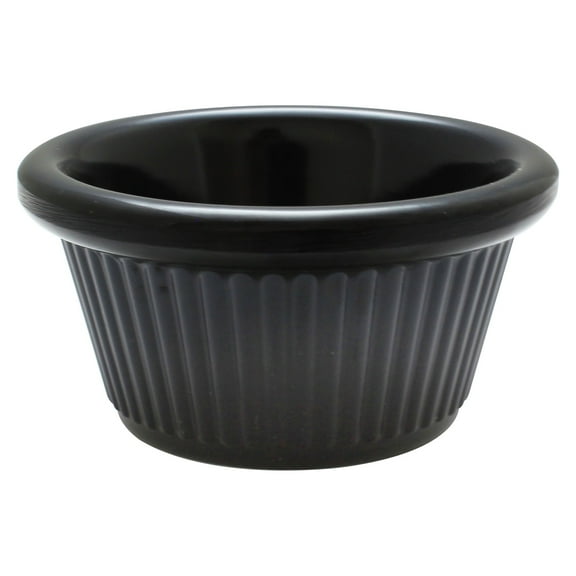 Excellante 2 oz., 2-7/8" Fluted Ramekin, Black, Plastic, Comes in Dozen