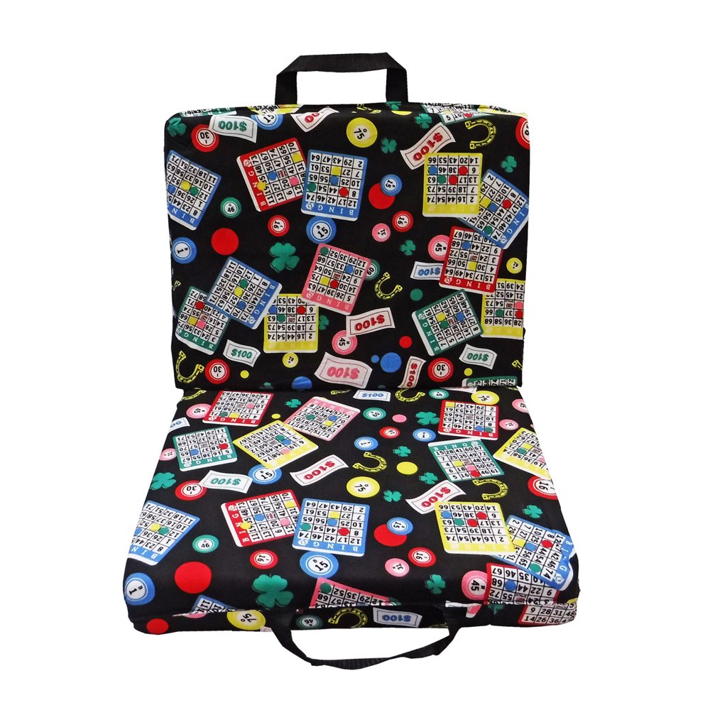 Double Folding Bingo Seat Cushion w/ Cushion Back & Carry Handles