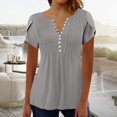 thumbnail image 2 of Summer Fashion Oversize Shirts for Womens Sexy Fold Printed Regular Women Short Sleeves V Neck Button Top, 2 of 7