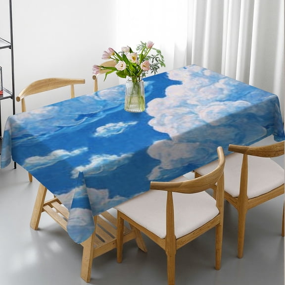 RKSupls Rectangle Dining Tablecloth, Cloud Sky Oil Painting Print, Washable Wipeable Stain & Wrinkle Resistant Polyester Tablecloth for Kitchen Party Picnic