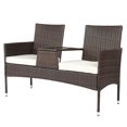 thumbnail image 2 of IVV Outdoor Patio Loveseat Modern Rattan Patio Conversation Furniture Set with Disassembled Iron Frame Brown Gradient Rattan Lover Chair for Garden Lawn Backyard, 2 of 10