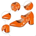 thumbnail image 7 of Womens Mary Jane Shoes Cute Bowknot Closed Pointed Toe Dressy Heels Casual Chunky Block Heel Pumps Shoes Orange Size 8.5, 7 of 7