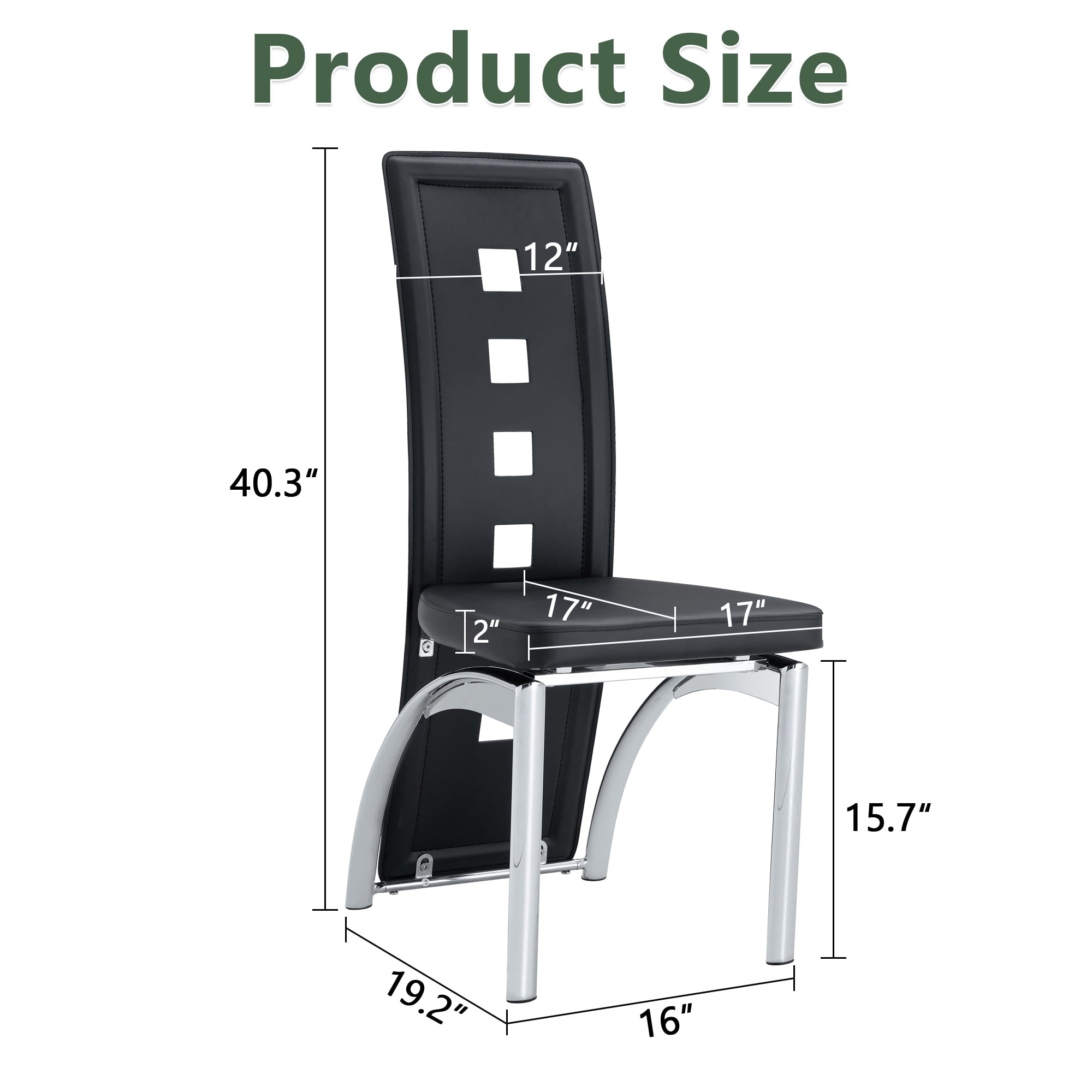 Noble House Modern Minimalist 4-Piece Dining Chair Set - Black Saddleback