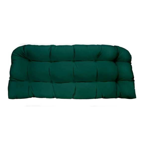 RSH Décor Indoor Outdoor Single Tufted Wicker Loveseat Settee, Standard, Peacock Blue