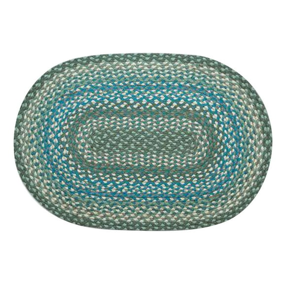 Home Indoor Decorative Jute C-419 Sage, Ivory, Settlers Blue Oval Braided Rug 20"x30"