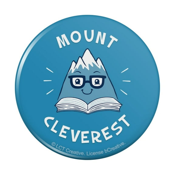 Mount Cleverest Everest Reading Book Funny Humor Pinback Button Pin
