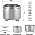 thumbnail image 2 of Towallmark Fire Pits for Garden, 35.4 Inch Smokeless Fire Pit, 304 Stainless Steel Wood Burning Fireplaces with Removable Ash Pan & Stand, Portable Safe Burning Firepit, 2 of 7