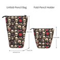 thumbnail image 2 of Bingfone rock record Skull Print Telescopic Pencil Bag Pen Holder Pop Up Stationery Case, Stand-up Retractable Transformer Bag Standing Organizer, 2 of 6