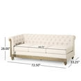 thumbnail image 3 of GDF Studio Batavia Chesterfield Tufted 7 Seater Sectional Sofa with Nailhead Trim, Beige Fabric and Dark Brown, 3 of 13