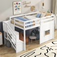 thumbnail image 2 of taoruifang Twin Size Loft Bed with 2 underneath Storage Staircase and Window, With LED Light, White, 2 of 14