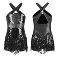 thumbnail image 5 of Zaldita Kids Girls Latin Dance Hip Hop Jazz Performance Costume Sparkly Tassel Leotard Fringed Bodysuit Dancewear Black 16, 5 of 6
