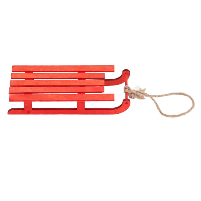Traîneau Miniature, Modèle de Traîneau en Bois Sans Bavure Réaliste Léger pour Maison de Poupée Rouge, Couleur Bois Naturel