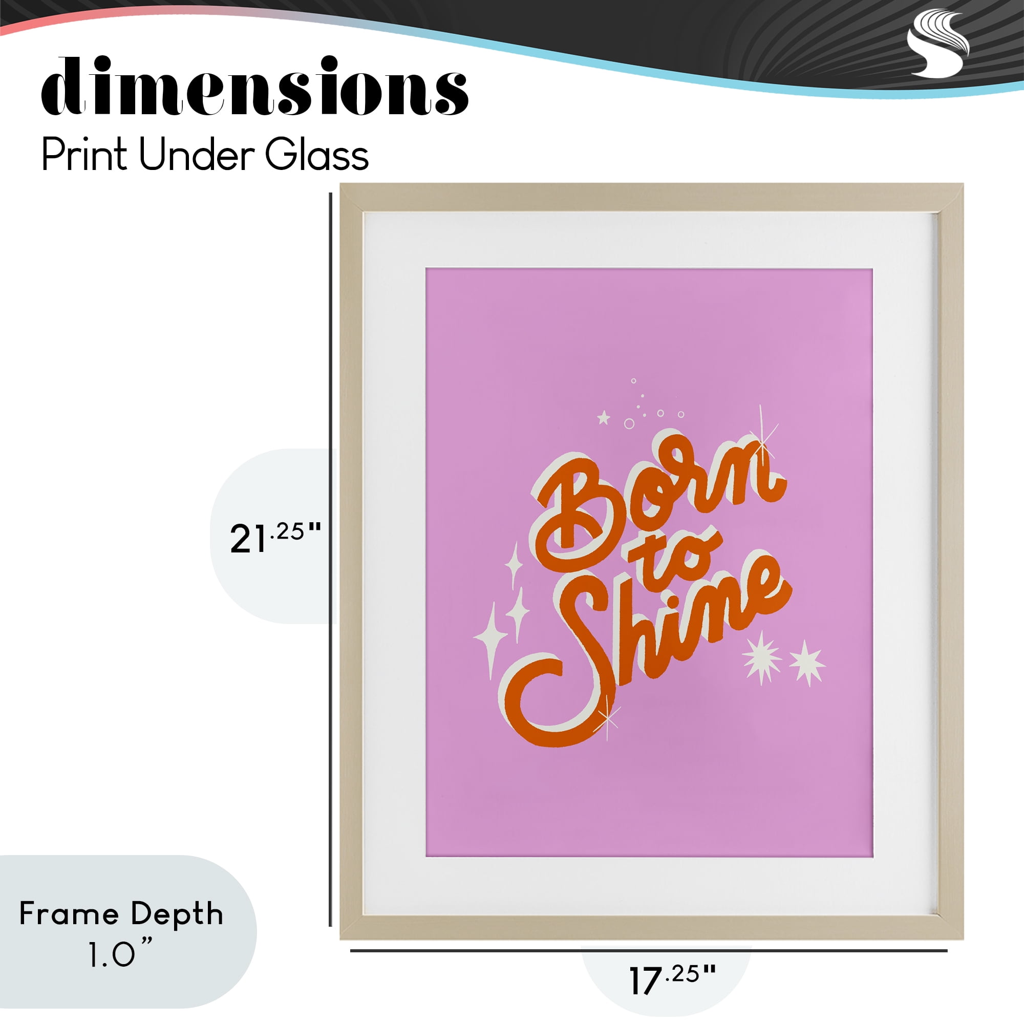 Stupell Industries Born To Shine on Pink Birch Framed Print Under Glass, design by Indira Prieto | IndySign