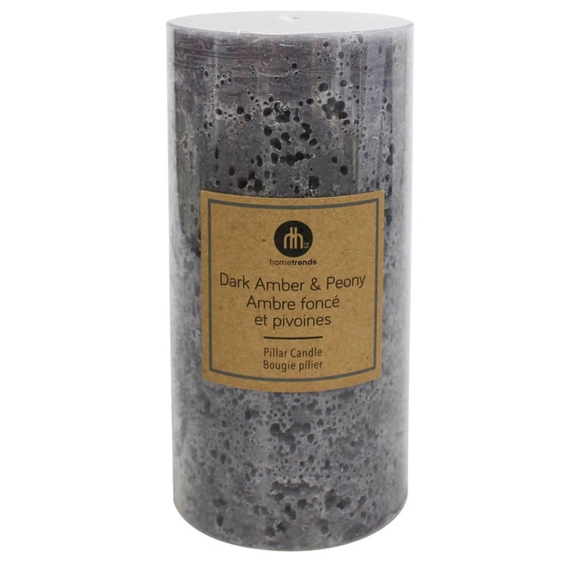 Hometrends 6" Dark Amber & Peony Scented Pillar Candle