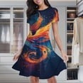 thumbnail image 2 of Flaming Phoenix Rise Women's Classic Swing Skater Dress Casual Work Party Cocktail Dresses, 2 of 6