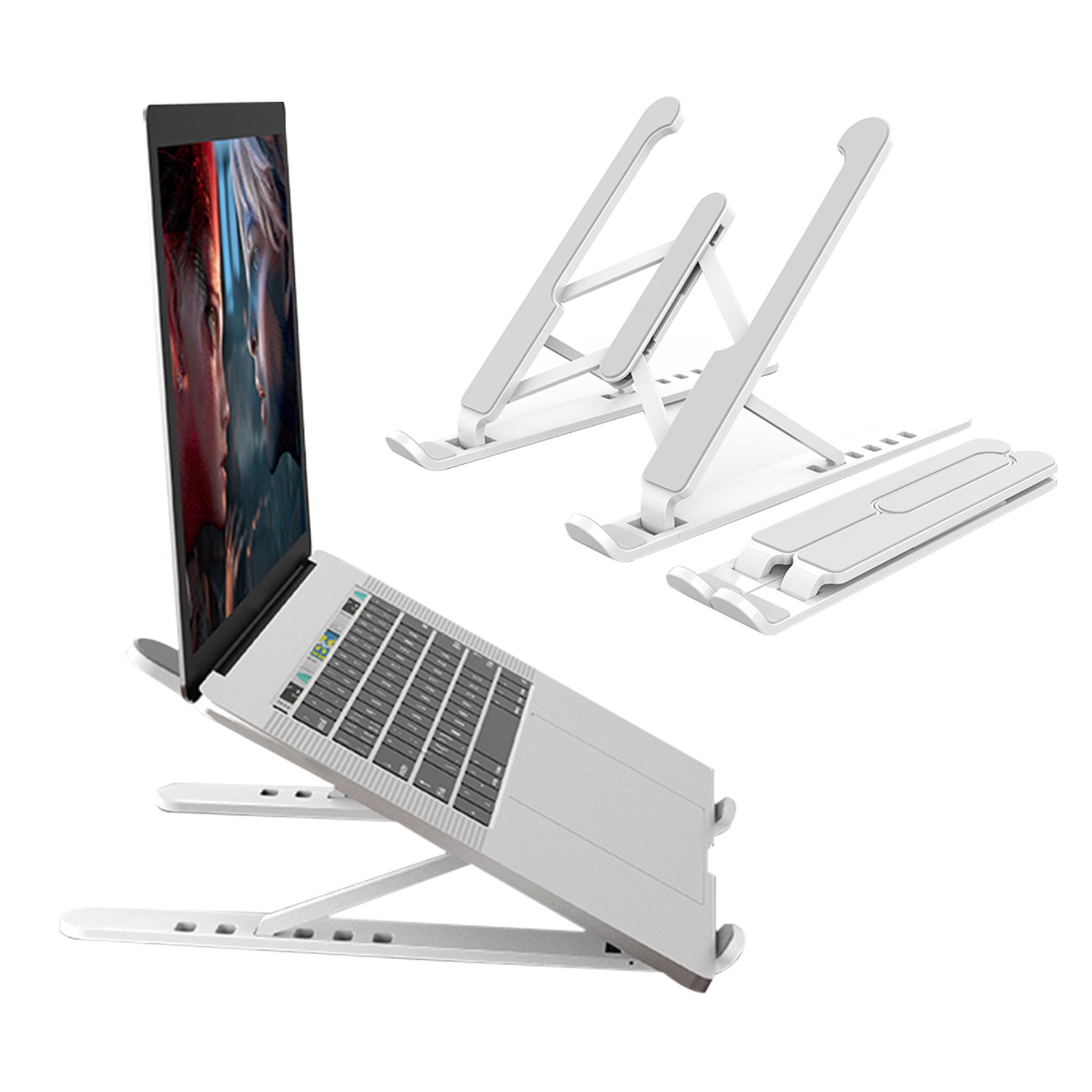 for Below 15.6in Tablets and Laptop White Cooling Adjustable Tablet Holder Ergonomic Foldable Laptop Lift with Storage Bag Alloy+ABS+Silicone Laptop Stand 