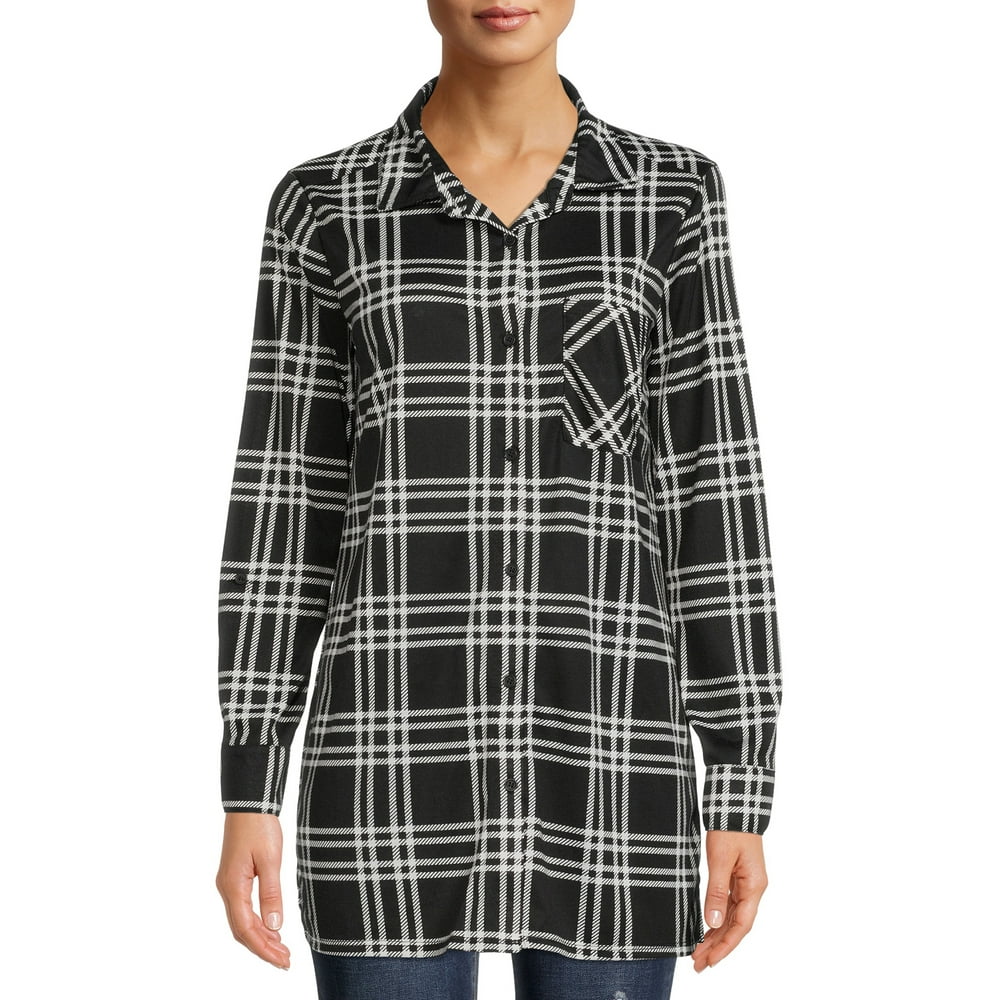 New York Laundry New York Laundry Women’s Roll Cuff Plaid Tunic with