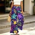 thumbnail image 5 of Sewkxo Womens Wide Leg Pants Drawstring Elastic High Waisted Ruffle Hem Palazzo Pants with Pockets,Purple L, 5 of 6