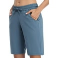 thumbnail image 6 of Charmo Women Bermuda Shorts with Pockets Athletic Knee Length Workout Biker Shorts, 6 of 6