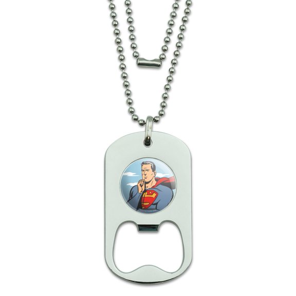 Superman Thinking Military Dog Tag Bottle Opener Pendant