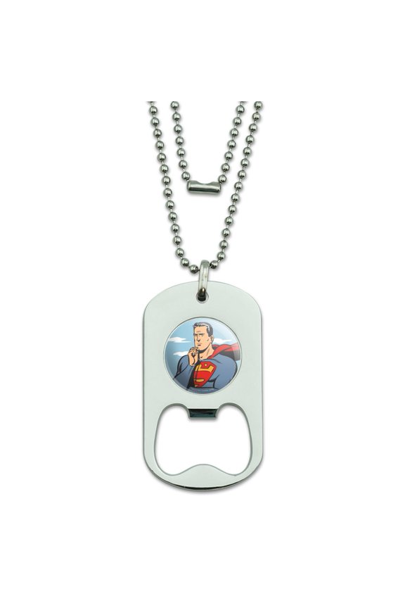 Superman Thinking Military Dog Tag Bottle Opener Pendant