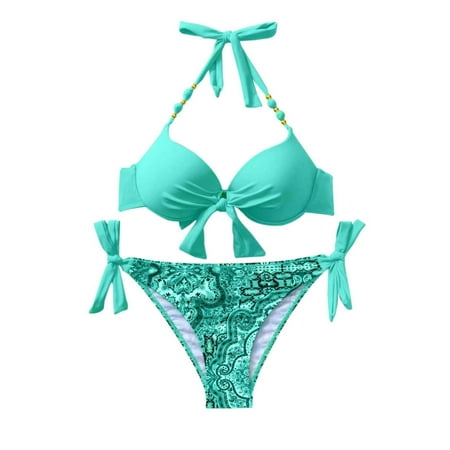 Mnyotv Bikini for Women Women s Sexy Fashion Bikini Strap Split Thong Swimsuit Bathing Suit Sexy Triangle Blue XL