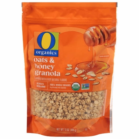 O O Granola, Oats & Honey Flavored, USDA Organic, Whole Grain, 13 oz