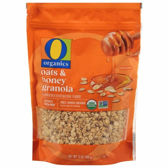 O O Granola, Oats & Honey Flavored, USDA Organic, Whole Grain, 13 oz