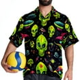 thumbnail image 4 of Alien Men's Short Sleeve Hawaiian Shirt, Casual Printed Button Down Beach Tops, Summer Poplin Spread Collar Unisex Button Down Shirts, 4 of 6