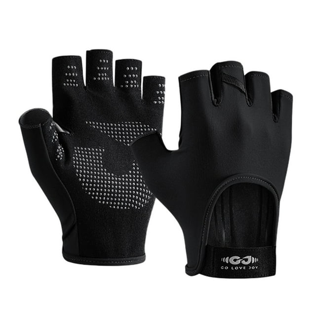 Gants d'Entraînement Demi-Doigt Gants de Gym Musculation Courts Sans Doigts Noirs G