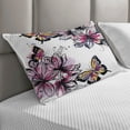 thumbnail image 2 of Floral Quilted Pillowcover, Flower Blooms Botany Bouquets Colorful Butterflies Paintbrush Watercolor Print, Standard King Size Accent Pillow Cover for Bedroom, 36" x 20", Multicolor, by Ambesonne, 2 of 2