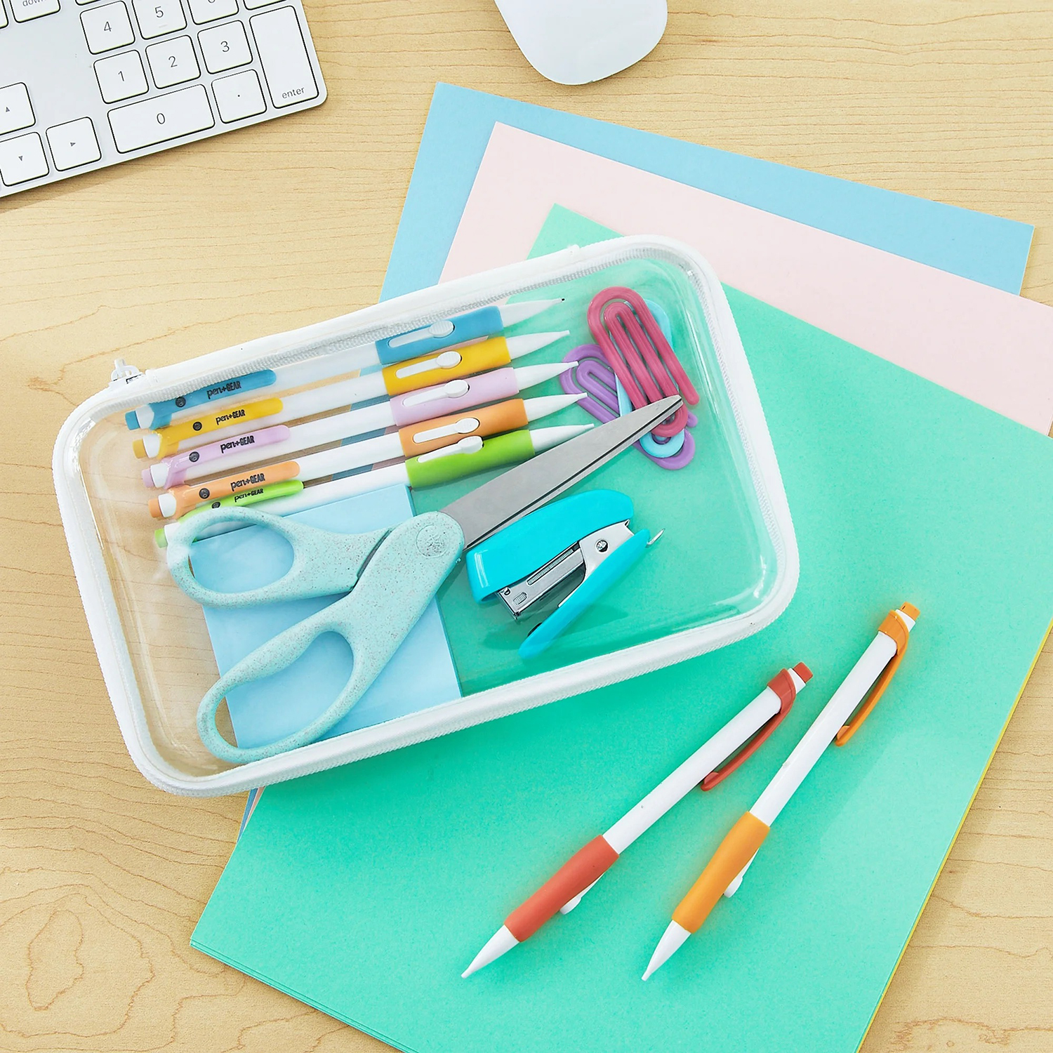 Cartuchera con cremallera Pen+Gear, estuches para lápices para escuela, blanco 7
