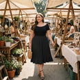 thumbnail image 3 of Agnes Orinda Women's Plus Size Solid Color Elastic High Waist Ruffled Hem Casual Mid Skirts 4X Black, 3 of 7