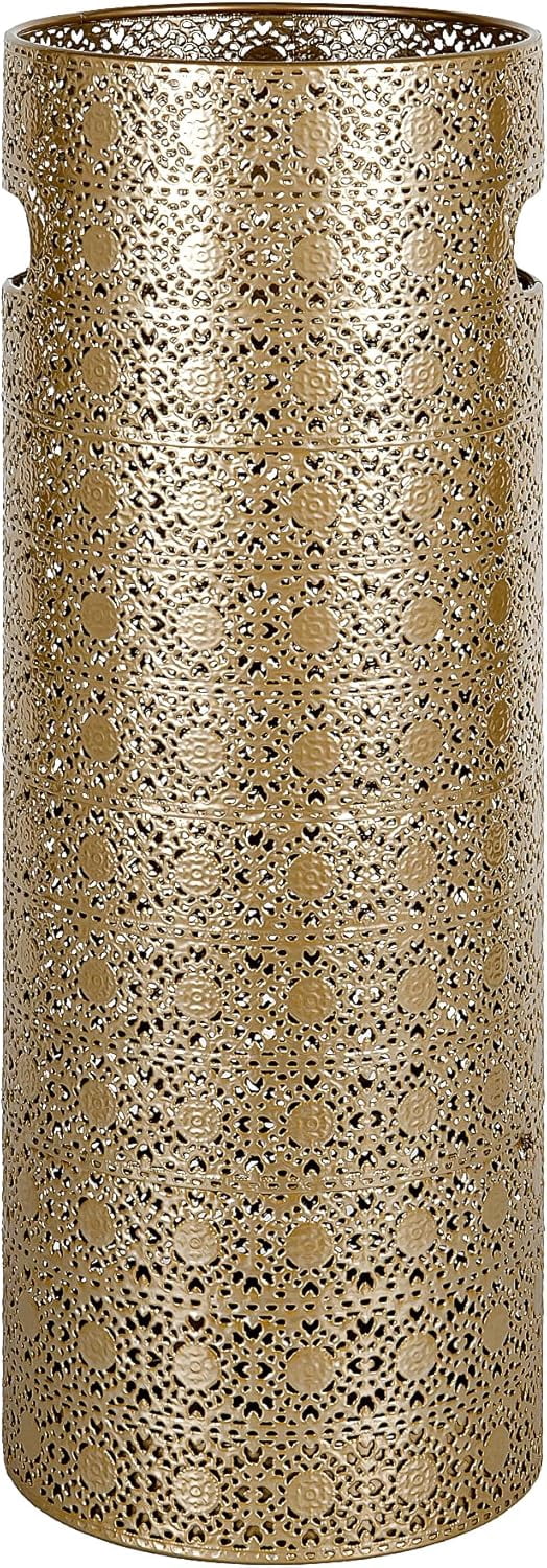 Concepts 21 Inch Heavy Duty Metal Umbrella Stand, Decorative Umbrella Holder for Entryway, Indoor Outdoor Umbrella Organizer Storage Rack for Home Office Patio- Gold Lace