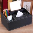 thumbnail image 2 of Tissue Box Cover, Remote Control Holder Tissue Box Holder Stationery Box Covers Leather Box Cover for Home, 2 of 5
