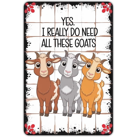 Vintage Funny Goat Metal Tin Sign, Farm Animal Wall Decor for Garden Yard Porch Garage Home Bedroom Kitchen, Easy to Hang, 8 x 12 Inches