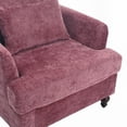 thumbnail image 2 of Modern Mid Century Solid Wood Frame Armchair, 29.53×32.48×32.48in, Wine Red Chenille for Living Room or Bedroom, 2 of 20