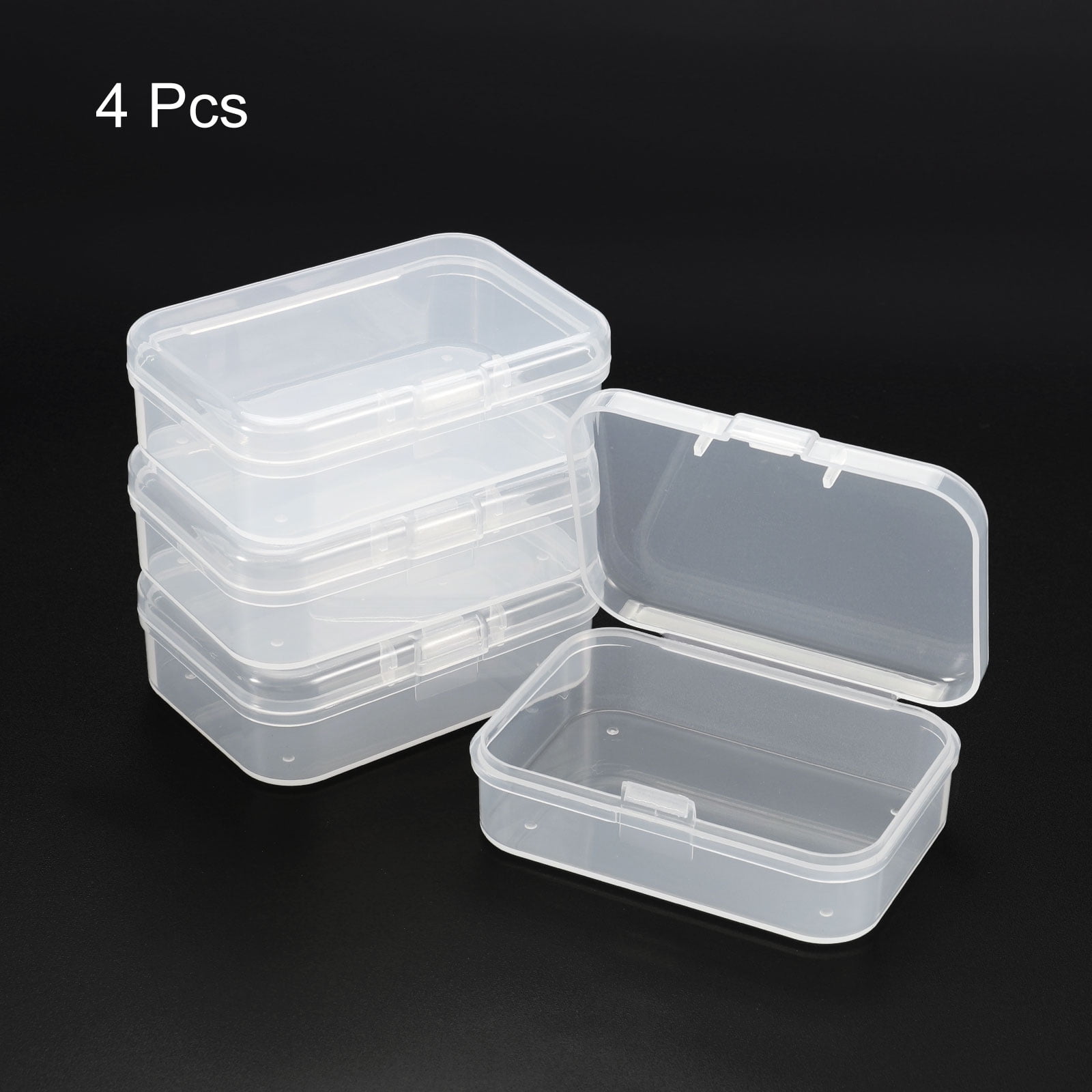 Unique Bargains 4Pcs Hinged Lid Plastic Rectangular Box 2.56" x 1.77" x 0.79"