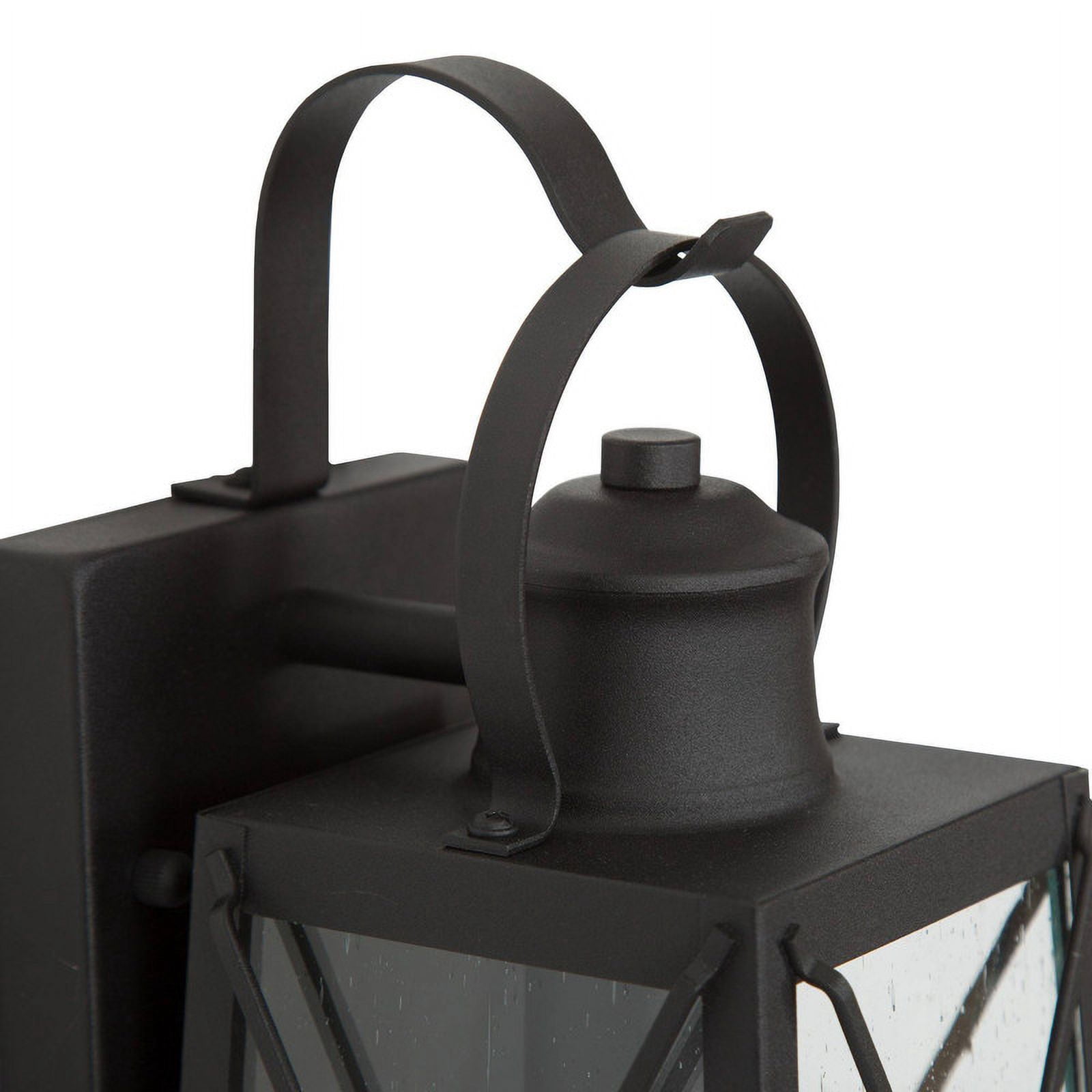 LNC 2-Pack Black Square and Round Outdoor Wall Lights with Seeded Glass