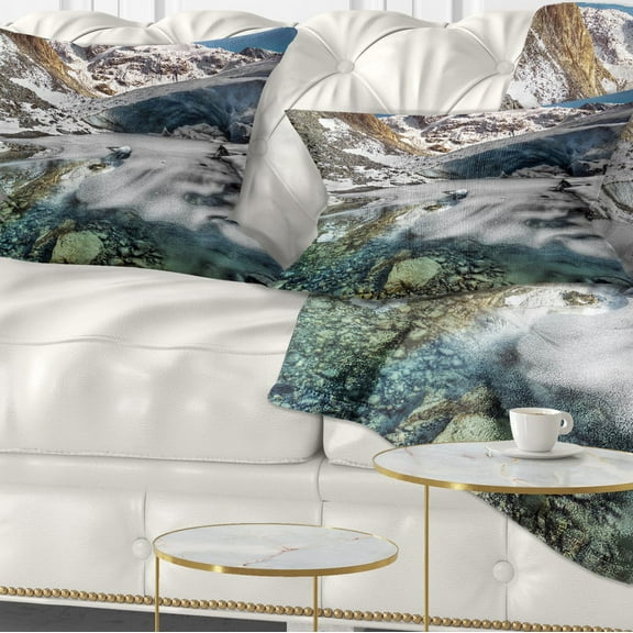 Designart Cave in Rugged Rocky Setting - Landscape Printed Throw Pillow - 12x20
