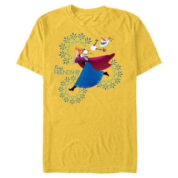 Disney Frozen Anna and Olaf True Friendship - Short Sleeve Blended T-Shirt for Adults - Customized-Yellow