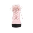 thumbnail image 6 of BLISSFUL STEP Women's Platform Block Heel Lace Up Foldable Ankle Boots Pink 8, 6 of 7