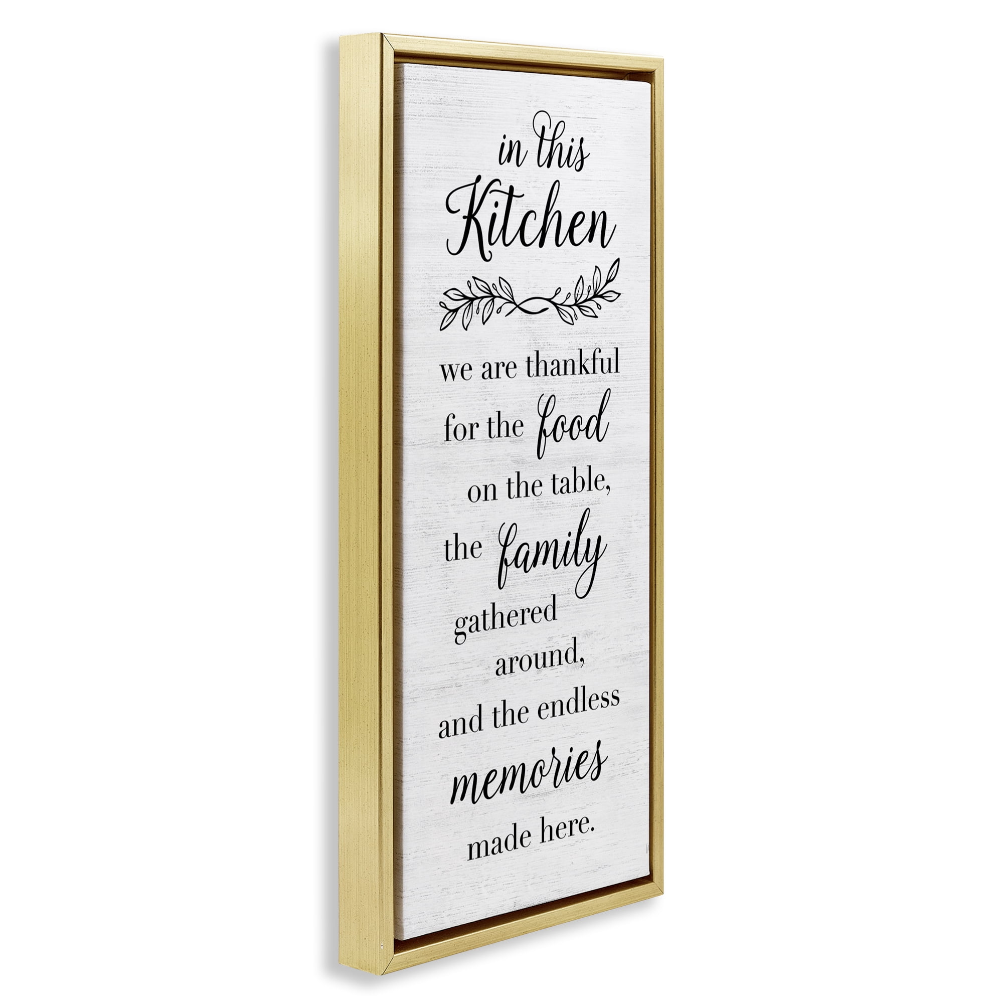 Stupell Industries Kitchen Family Gratitude Text & Numbers Painting Gold Floater Framed Canvas Art Print Wall Art, 11 x 25