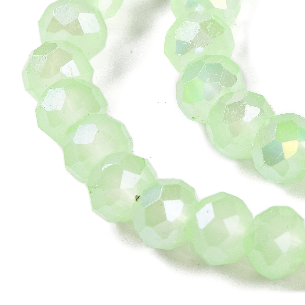 Baking Electroplate Glass Beads Strands AB color Faceted Round Pale Green 10x8mm Hole: 1mm 60~61pcs/strand 46~48cm