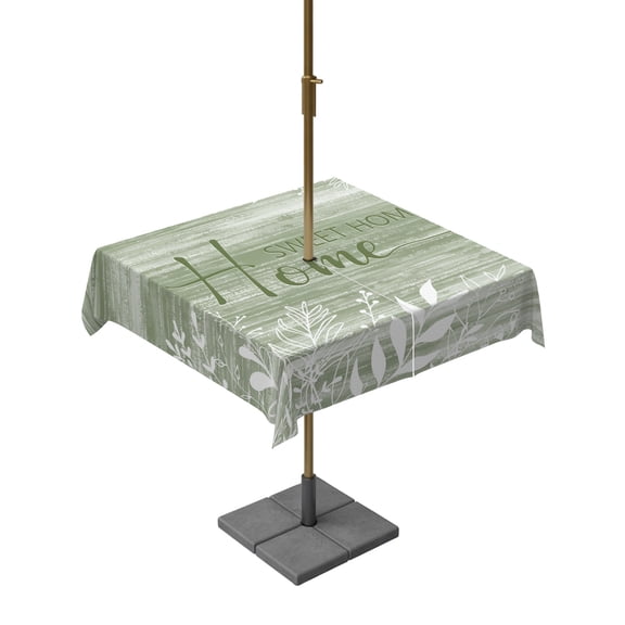 Outdoor Tablecloths with Umbrella Hole & Zipper, Vintage Sage Green 54x54 Inch Square Tablecloths, Farmhouse Florals Leaf Coastal Sweet Home Waterproof Table Cloth, Patio/Pool/Picnic Table Covers