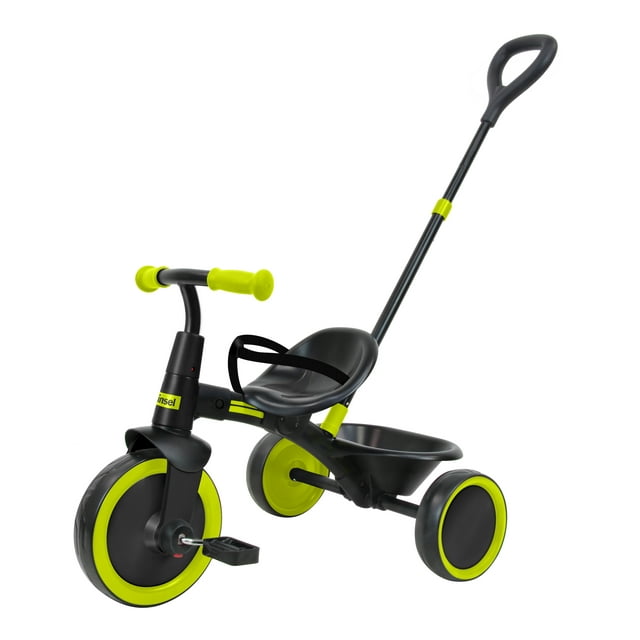 Triciclo Infantil Para Niños Prinsel City Barra Desmontable Verde