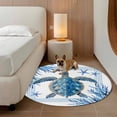 thumbnail image 3 of Ocean Turtle Round Area Rugs 3 ft, Blue Starfish Coral Summer Animal Striped Washable Small Area Rug with Non-Slip Sturdy Edge Binding Round Front Door Mat Floor Carpet for Entryway, 3 of 9
